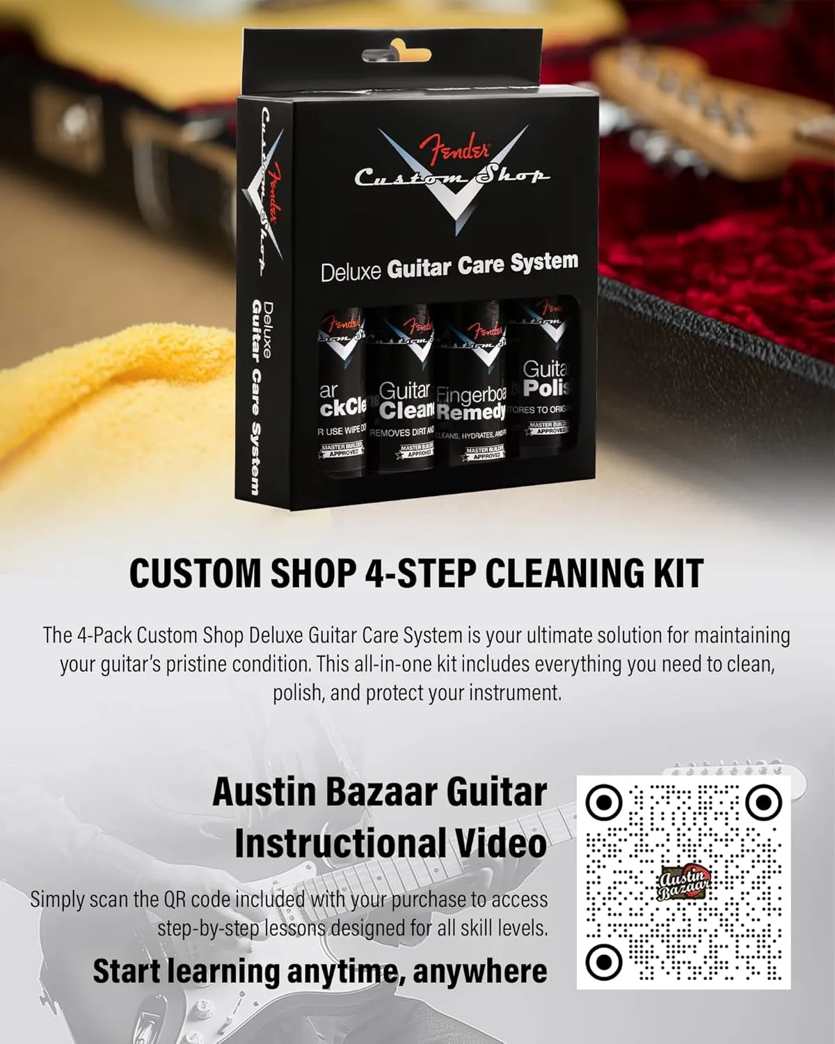 Fender Standard Jazz Bass - Aqua Marine Metallic Bundle with Strap, Guitar Cleaning Kit, and Austin Bazaar Instructional Video