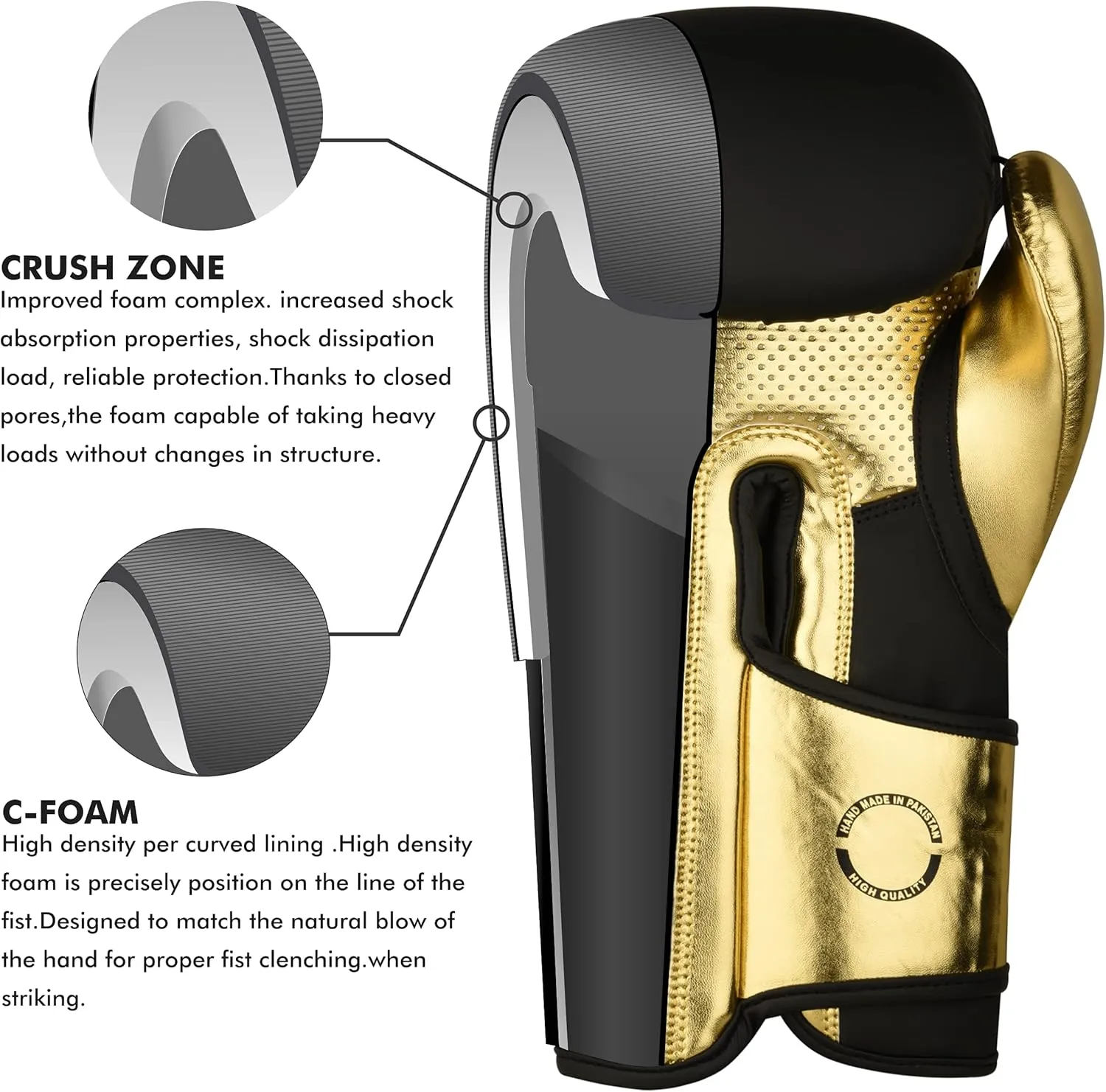 FISTRAGE Boxing Gloves Metallic Leather MMA Training Muay Thai Kick Boxing Sparring Heavy Bag Workout Glove Mitts for Men & Women
