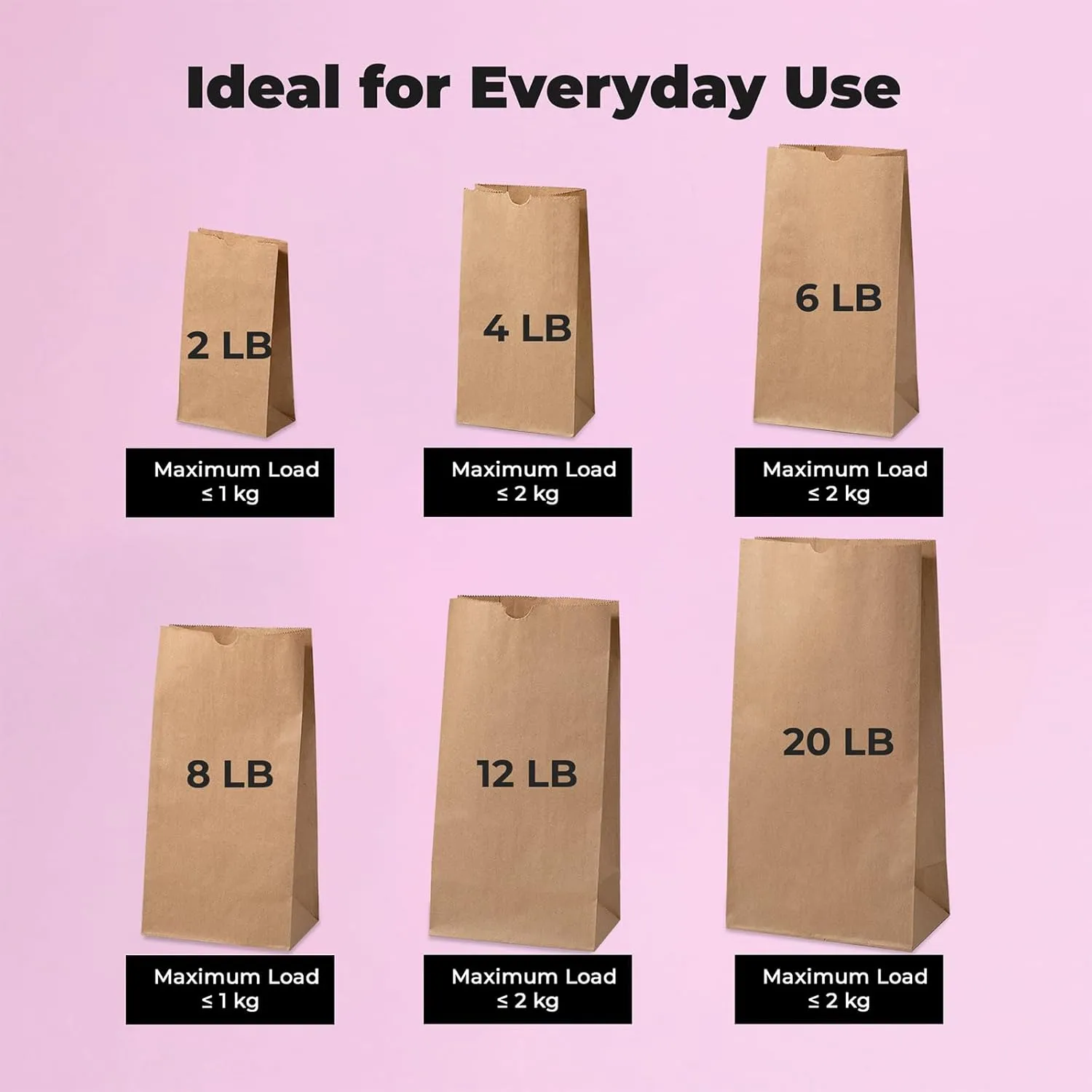 Fit Meal Prep 200 Pack 6 lb Brown Paper Lunch Bags, 11 x 6 x 3.5" Premium Kraft Paper Bags Bulk for Small Business, Recyclable Snack Sacks, Durable Grocery Bag for Food Storage, Packing