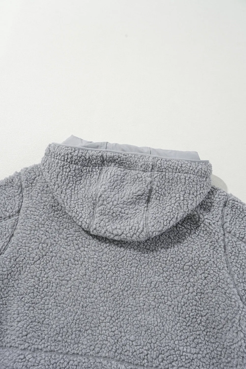Fleece Zip Up Drawstring Hooded Pocketed Jacket