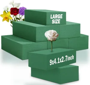 FLORABELS 8 PCS Wet Floral Foam Blocks for Fresh Flowers, Green Foam for Flower Arrangements, Florist Foam Bricks for Weddings, Birthdays Gifts, Flower Foam Blocks for Crafts & Garden Decorations