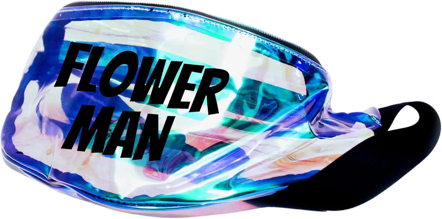 Flower Man Holographic Metallic Fanny Pack (Clear V1 w/Black Text)