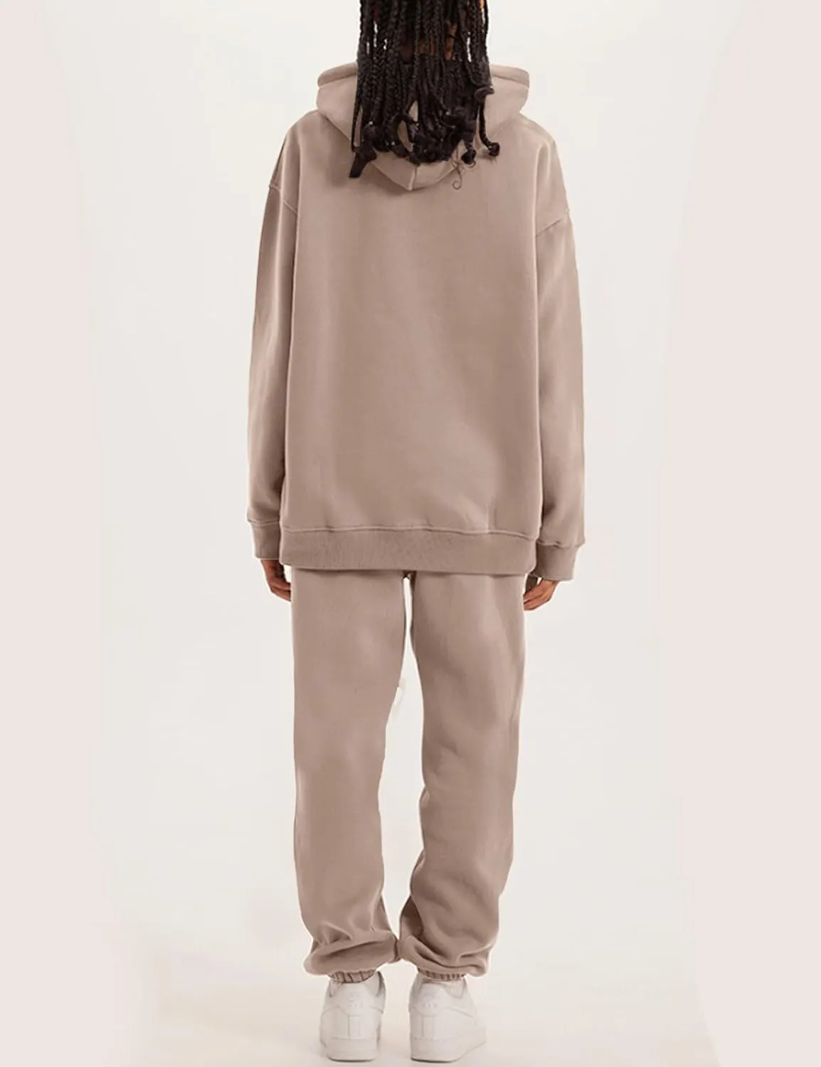 Flygo Womens Fleece 2 Piece Outfits Lounge Hoodie Sweatsuits Sets Oversized Sweatshirt Baggy Sweatpants Set W/Pockets