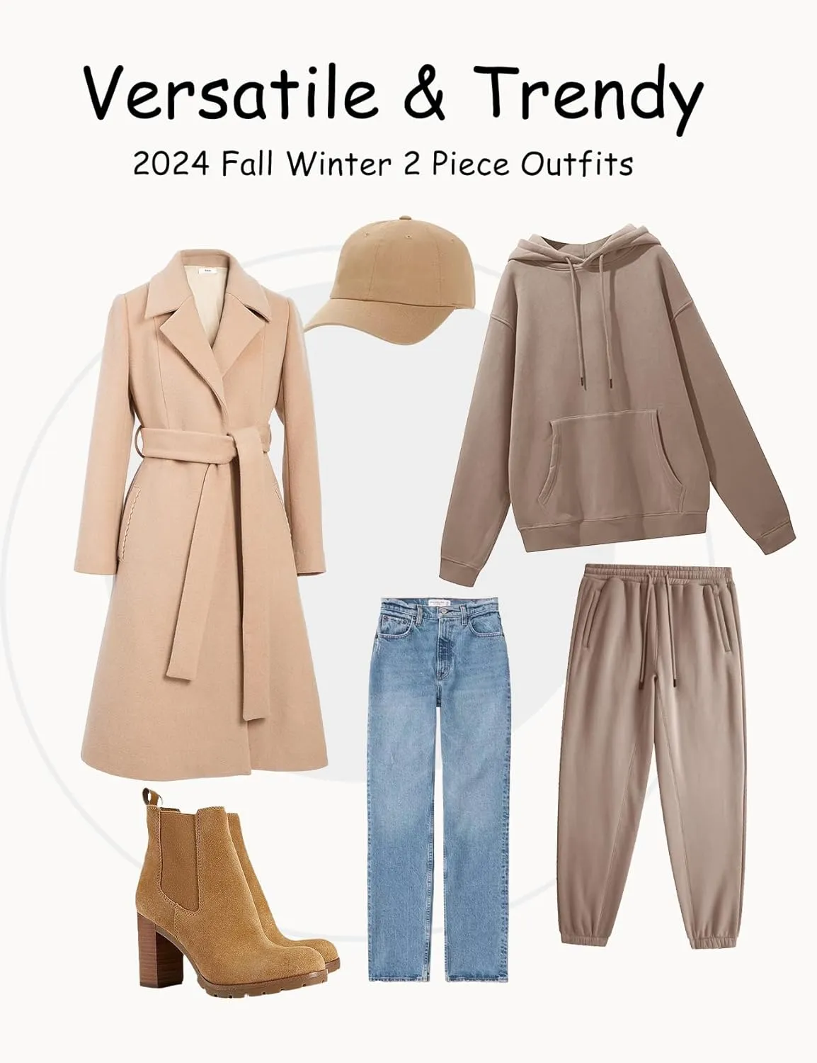 Flygo Womens Fleece 2 Piece Outfits Lounge Hoodie Sweatsuits Sets Oversized Sweatshirt Baggy Sweatpants Set W/Pockets