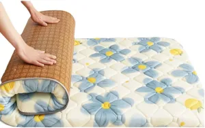 Foldable Double Sided Mat，Summer Cooling Rattan Sleeping Pad,Thick and Soft Mattress Suitable for Women Men (Sunflower, 78.7 x 70.9 x 1.8 inches)