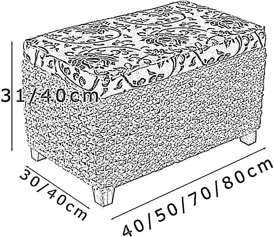 Foot Stool Braided Cushion Ottoman Storage Chest Manual Weaving Change Shoes Footstools Grass Vine Weaving Solid Wood Frame, 5 Sizes (Color : Beige, Size : 50x30x31cm)