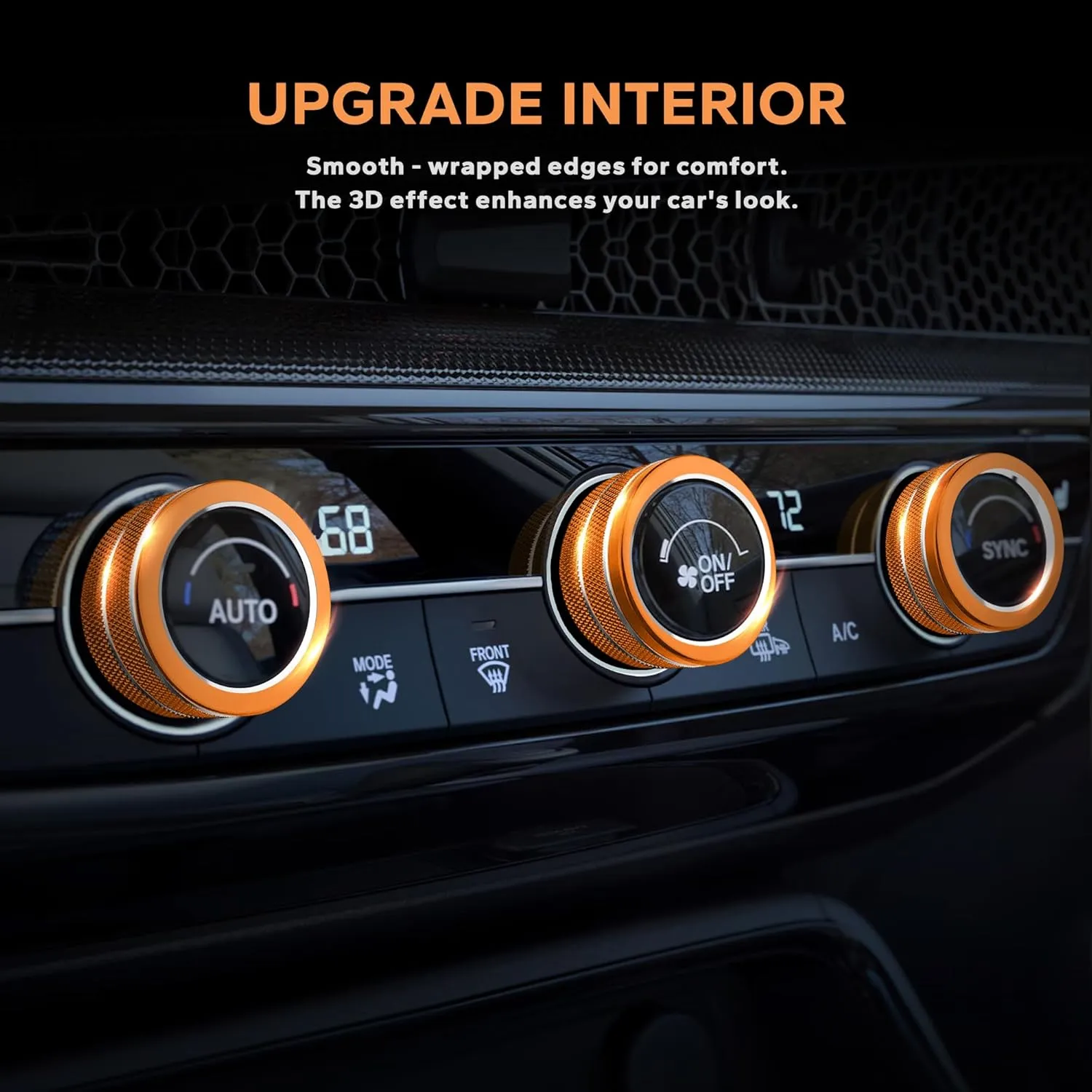 for Honda Civic Accessories 2025 2024 2023 2022, for CRV 2025 2024 2023, for Acura Integra 2025 2024 2023-Warning Light, A/C, Air Vent, Radio, Push Start Button Knob Cover 11pcs (Orange)