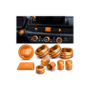 for Honda Civic Accessories 2025 2024 2023 2022, for CRV 2025 2024 2023, for Acura Integra 2025 2024 2023-Warning Light, A/C, Air Vent, Radio, Push Start Button Knob Cover 11pcs (Orange)