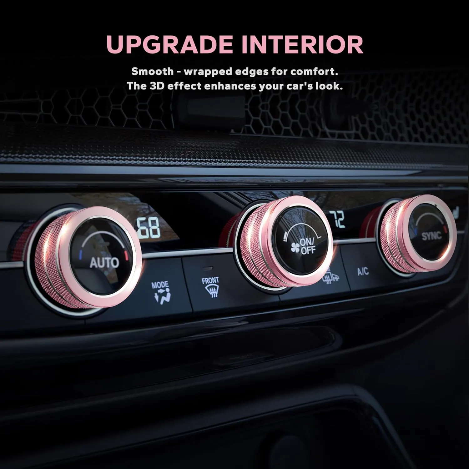 for Honda Civic Accessories 2025 2024 2023 2022, for CRV 2025 2024 2023, for Acura Integra 2025 2024 2023- Warning Light, A/C, Air Vent, Radio, Push Start Button Knob Cover/Ring 11pcs (Pink)