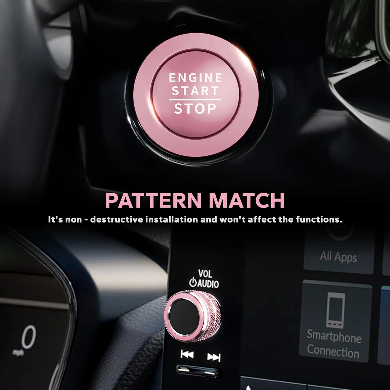 for Honda Civic Accessories 2025 2024 2023 2022, for CRV 2025 2024 2023, for Acura Integra 2025 2024 2023- Warning Light, A/C, Air Vent, Radio, Push Start Button Knob Cover/Ring 11pcs (Pink)
