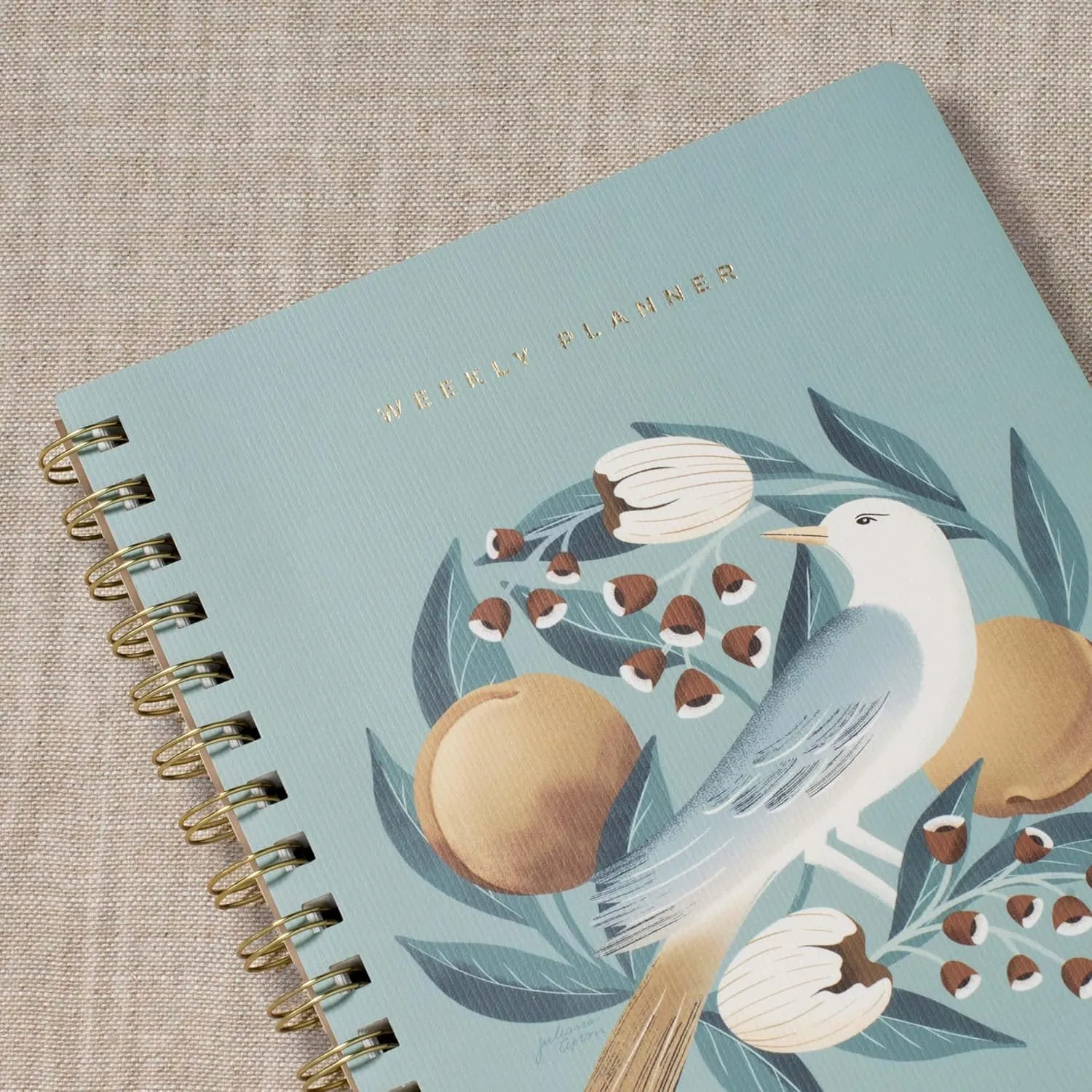 Fringe Studio Paper Cover Non-Dated Weekly Planner, "BLUE BIRD" 7" w x 8.375" h, 160 pages, Juliana Tipton Collection (878PA001FSC)