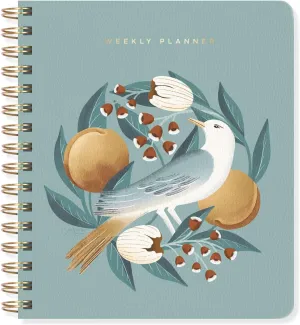 Fringe Studio Paper Cover Non-Dated Weekly Planner, "BLUE BIRD" 7" w x 8.375" h, 160 pages, Juliana Tipton Collection (878PA001FSC)