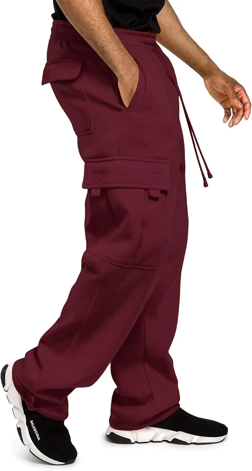 G-Style USA Men's Solid Fleece Heavyweight Cargo Pants