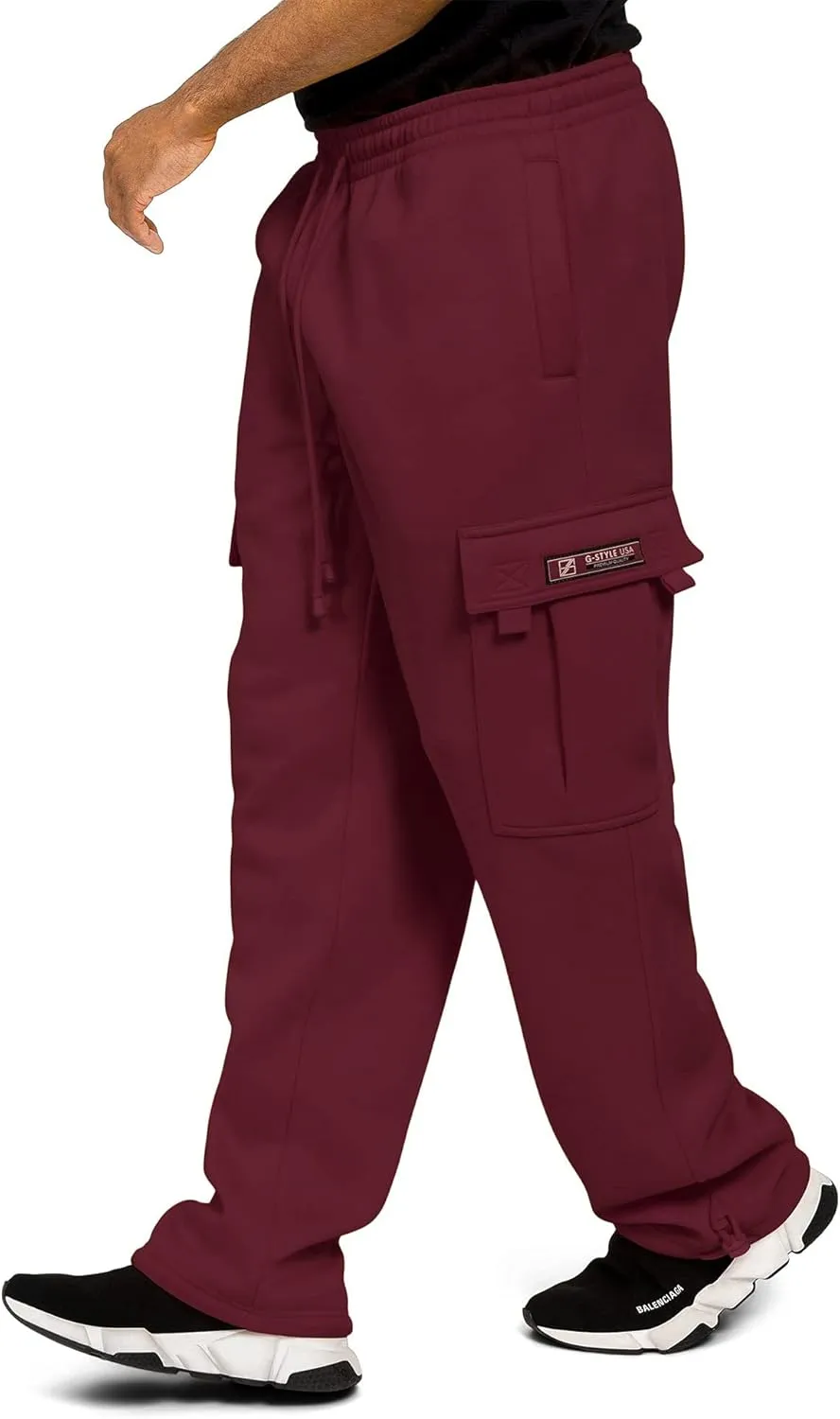 G-Style USA Men's Solid Fleece Heavyweight Cargo Pants