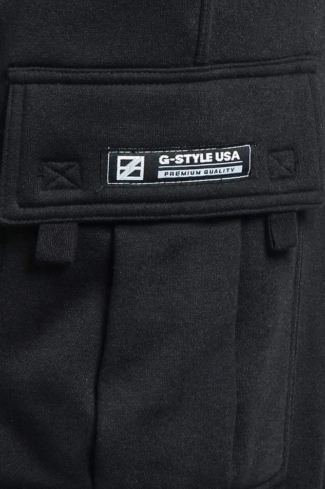 G-Style USA Men's Solid Fleece Heavyweight Cargo Shorts