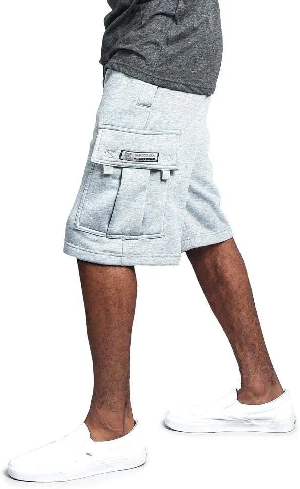 G-Style USA Men's Solid Fleece Heavyweight Cargo Shorts