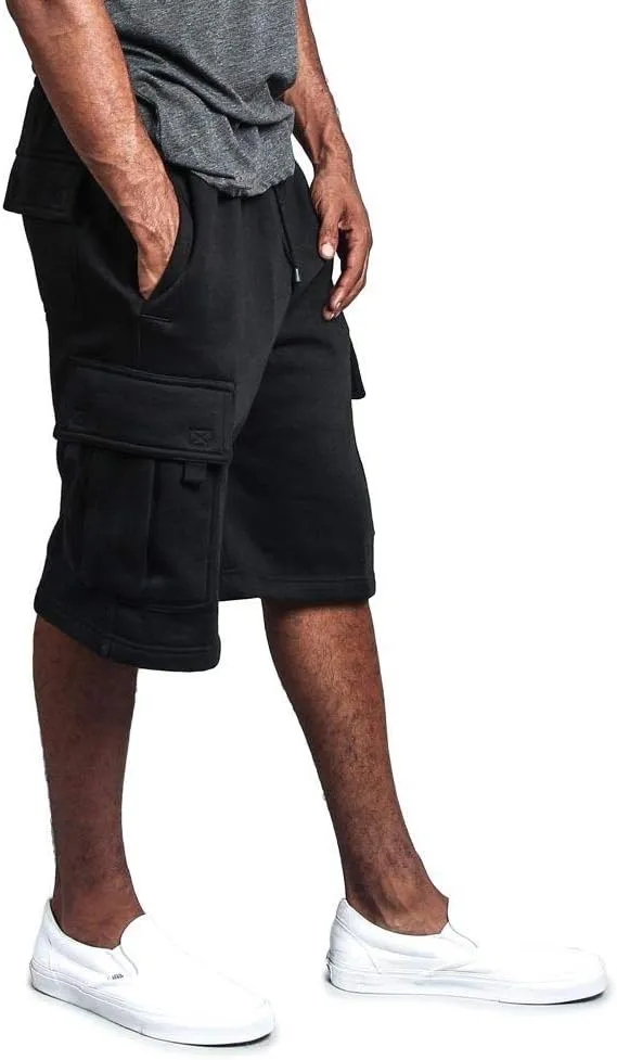 G-Style USA Men's Solid Fleece Heavyweight Cargo Shorts