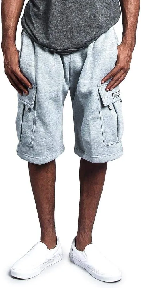 G-Style USA Men's Solid Fleece Heavyweight Cargo Shorts