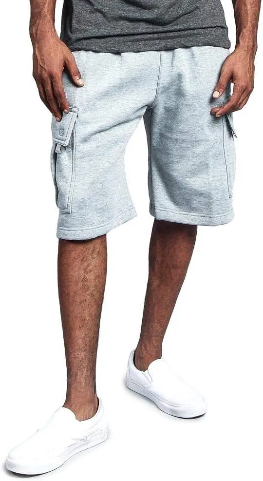 G-Style USA Men's Solid Fleece Heavyweight Cargo Shorts