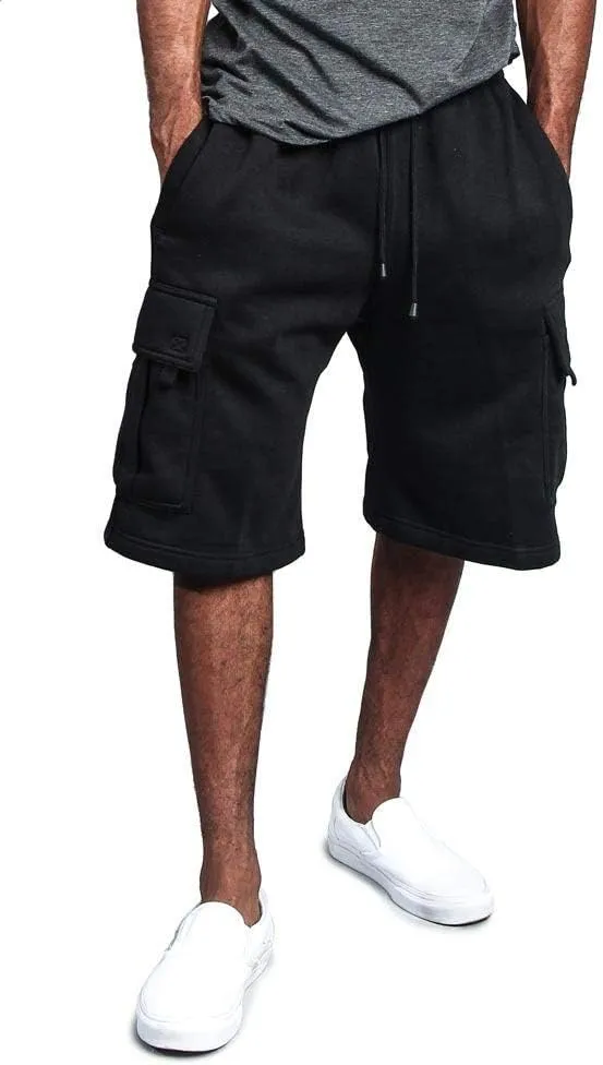 G-Style USA Men's Solid Fleece Heavyweight Cargo Shorts