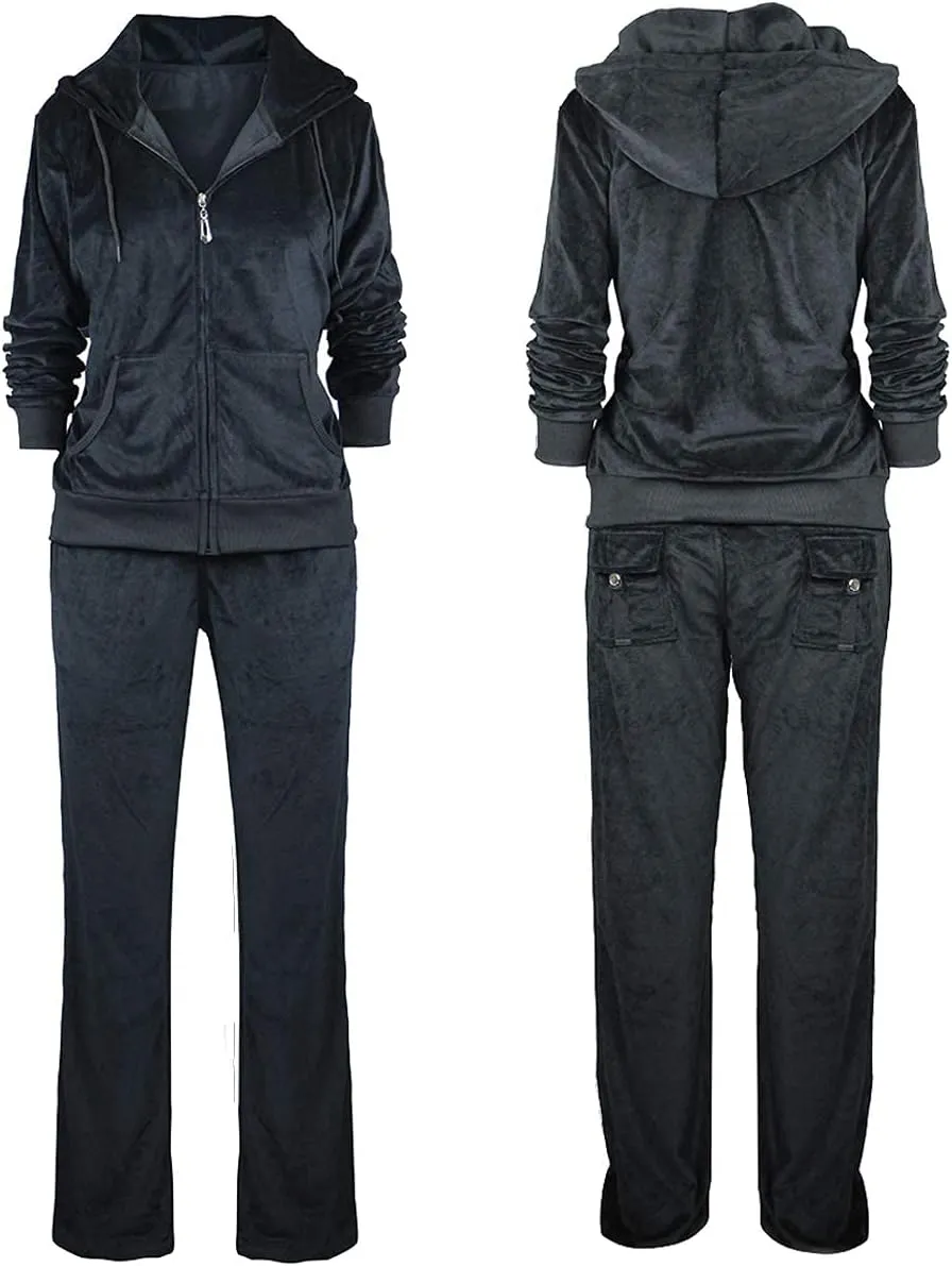 Gary Com 2 PCS Outfits Women's Fleece Sherpa Lined Sweatsuits Long Sleeve Hoodie and Sweat Pants Winter Warm Tracksuit Set