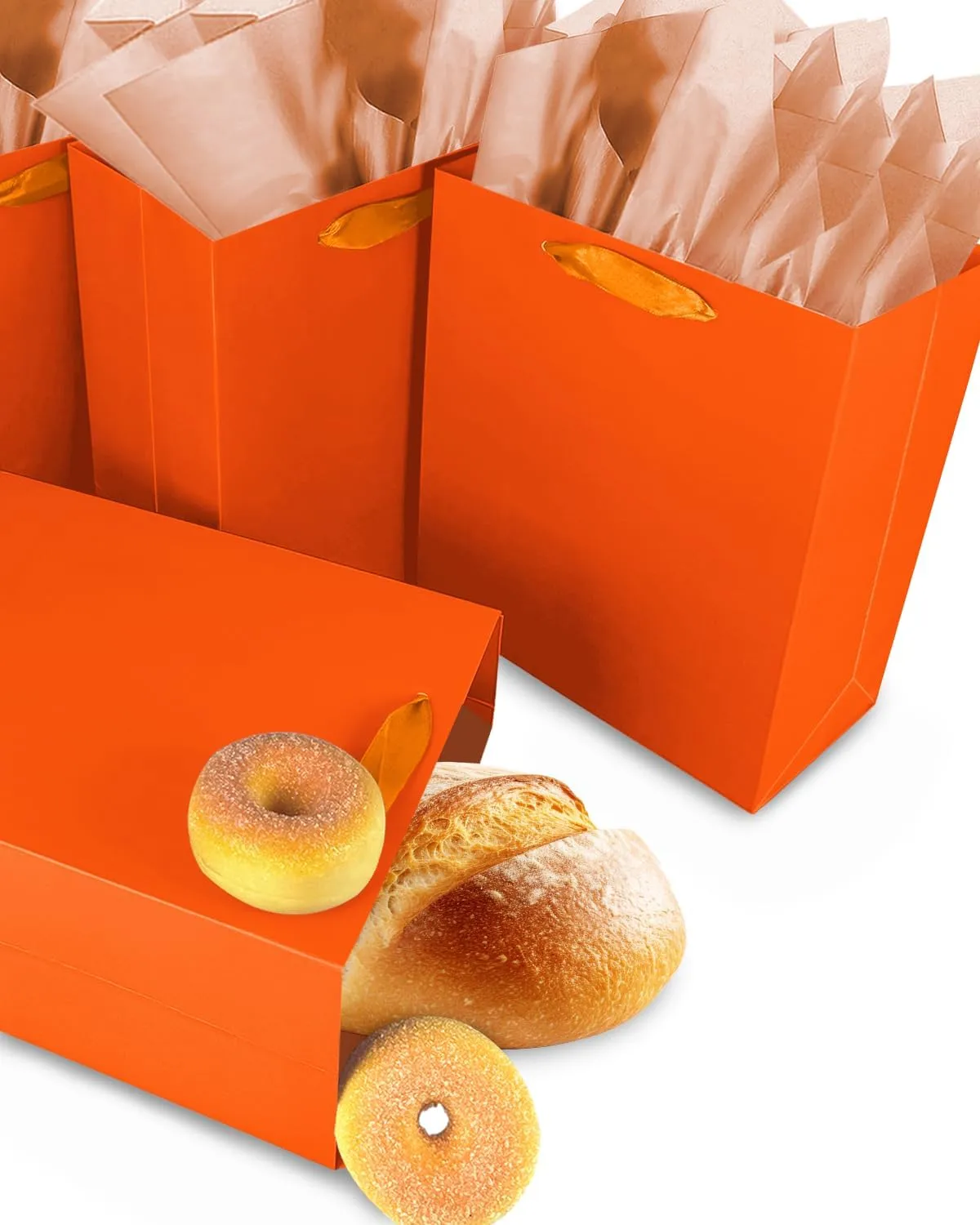Gcardist Dark Orange Gift Bags with Tissue Paper for Wedding, Birthday, Party Supplies-7.9"x4.3"x9.6" Medium Size Cardboard Gift Bags（16pcs Bags  32pcs Tissue Paper ）