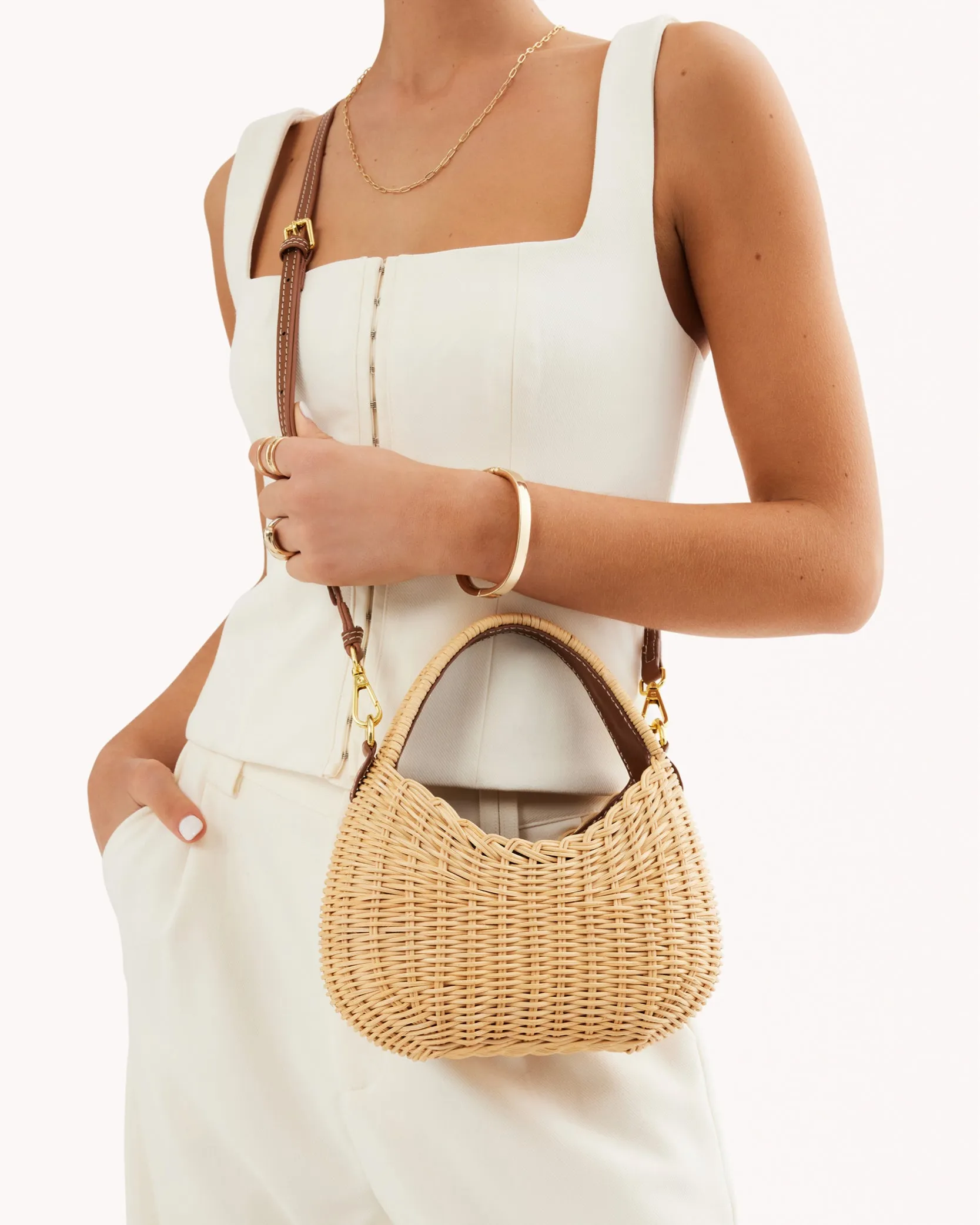 Gianna Handle Bag - Natural Rattan