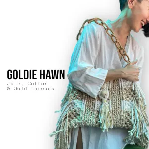 Goldie Hawn - Handwoven macrame and clutch bag in cotton and jute.