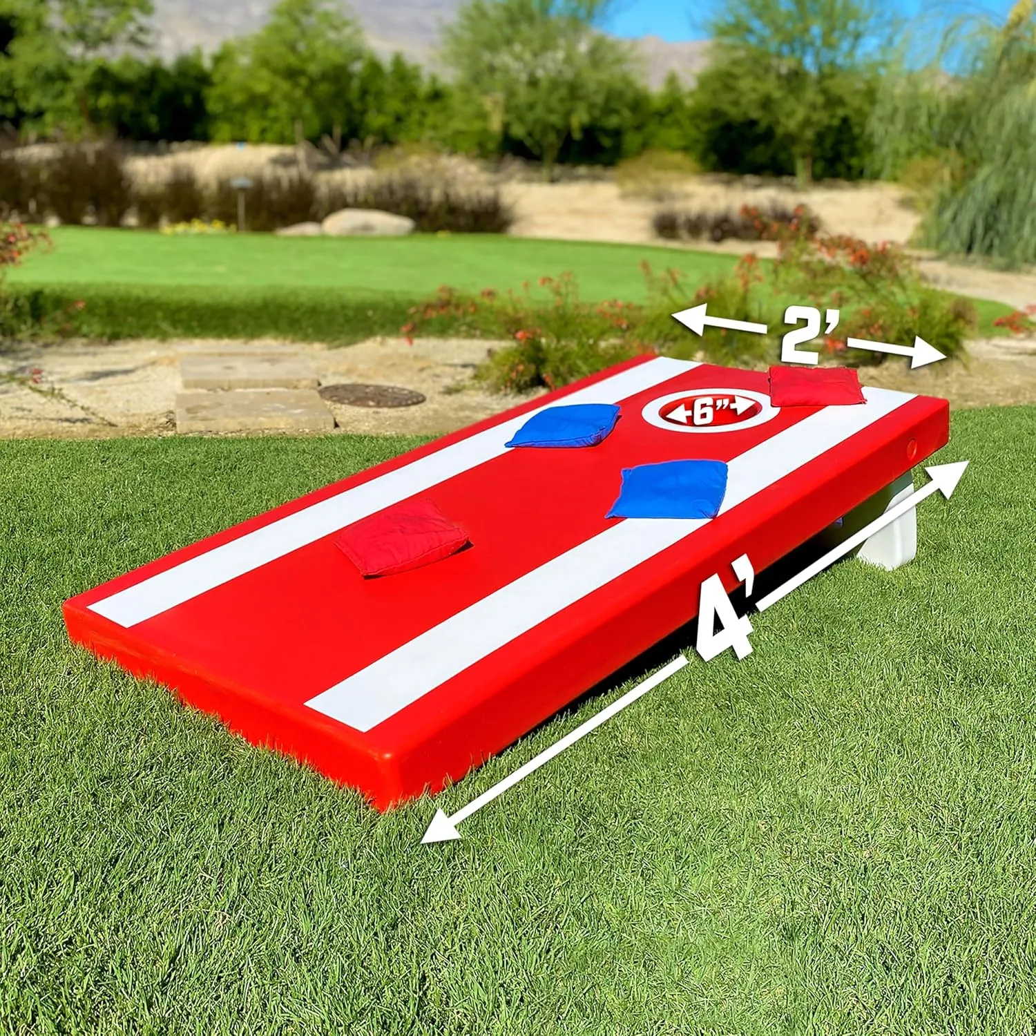 GoSports 4 x 2 ft All Weather Cornhole Boards - American Flag, Red, or Blue - Game Set Includes 8 Bean Bags & Rules