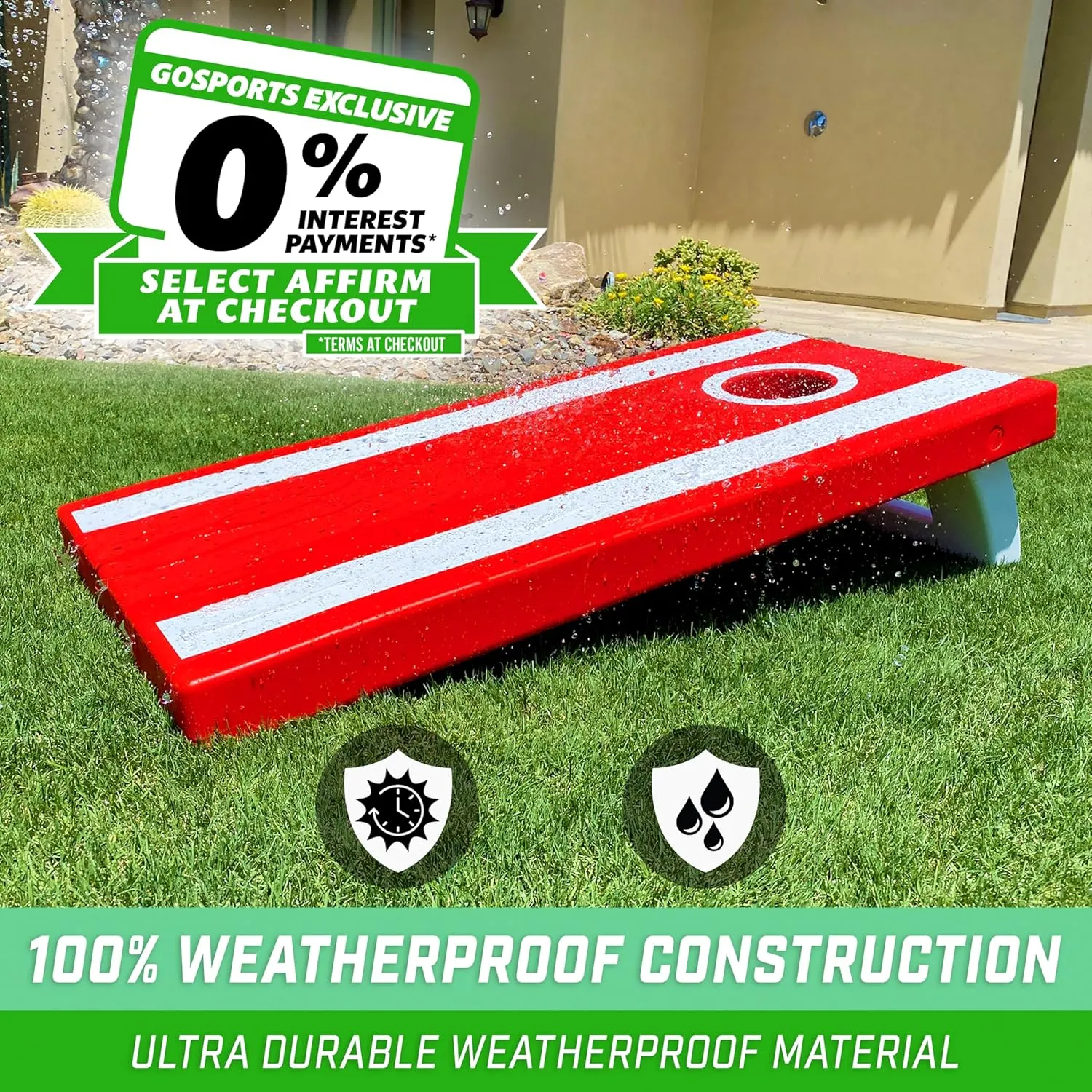 GoSports 4 x 2 ft All Weather Cornhole Boards - American Flag, Red, or Blue - Game Set Includes 8 Bean Bags & Rules