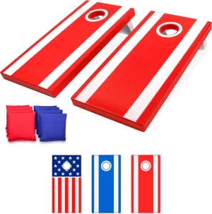 GoSports 4 x 2 ft All Weather Cornhole Boards - American Flag, Red, or Blue - Game Set Includes 8 Bean Bags & Rules