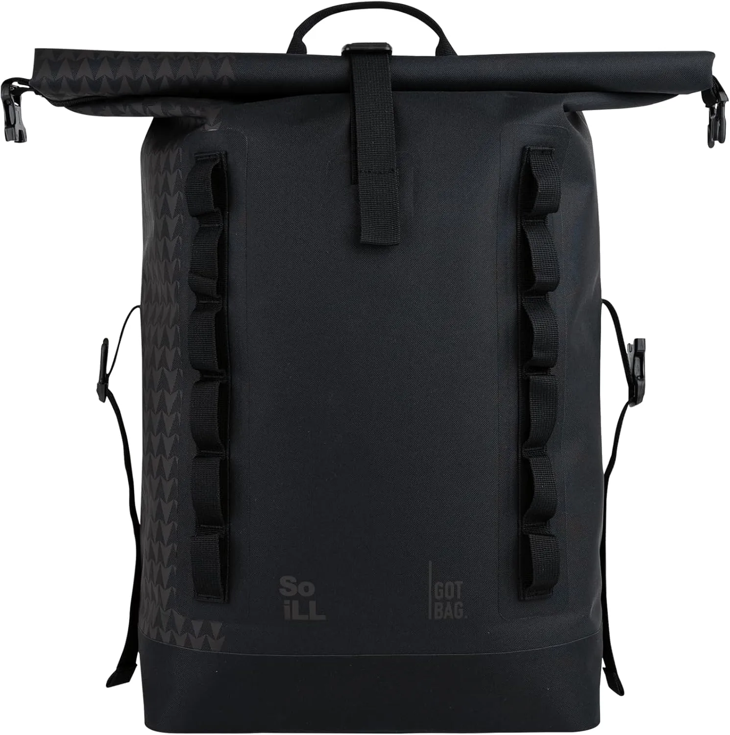 GOT BAG Jason Momoa ROLLTOP Backpack | Durable 100% Recycled Ocean Impact Plastic™ | Ultra-Light Waterproof Fabric | 15” Laptop Sleeve (Black)