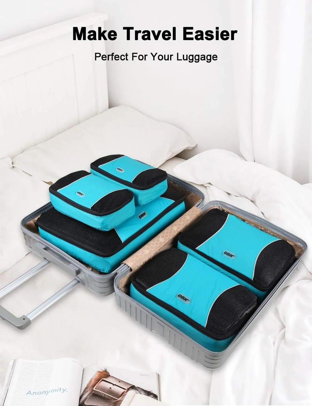 GOX Ultra Light 5 piece Packing Cubes Travel Luggage Organizer 1 Large 2 Medium 2 Small
