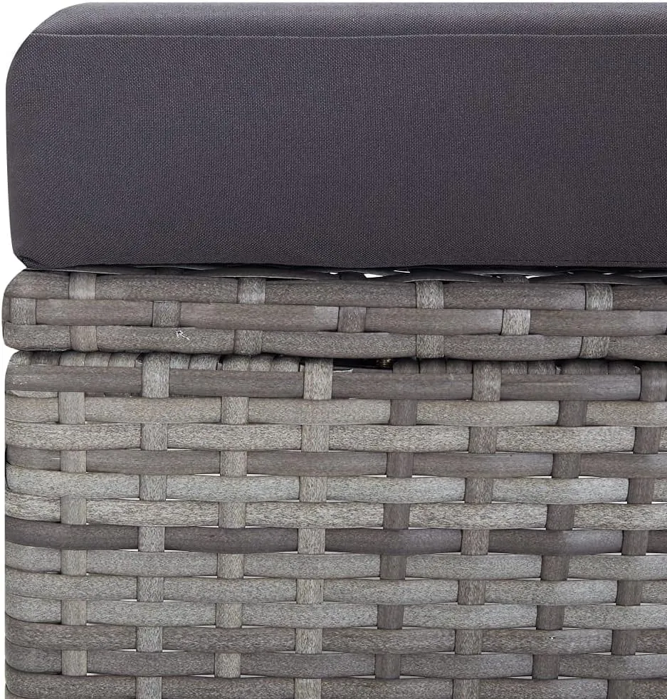 Gray Poly Rattan Reclining Patio Chair with Cushions and Built-in Footrest for Outdoor Patio, Poolside, and Backyard Lounging