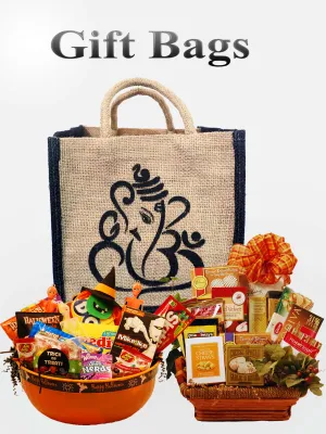 Handmakers Diwali Return Gift Ganesh Jute Bags 8X5X8 Inch