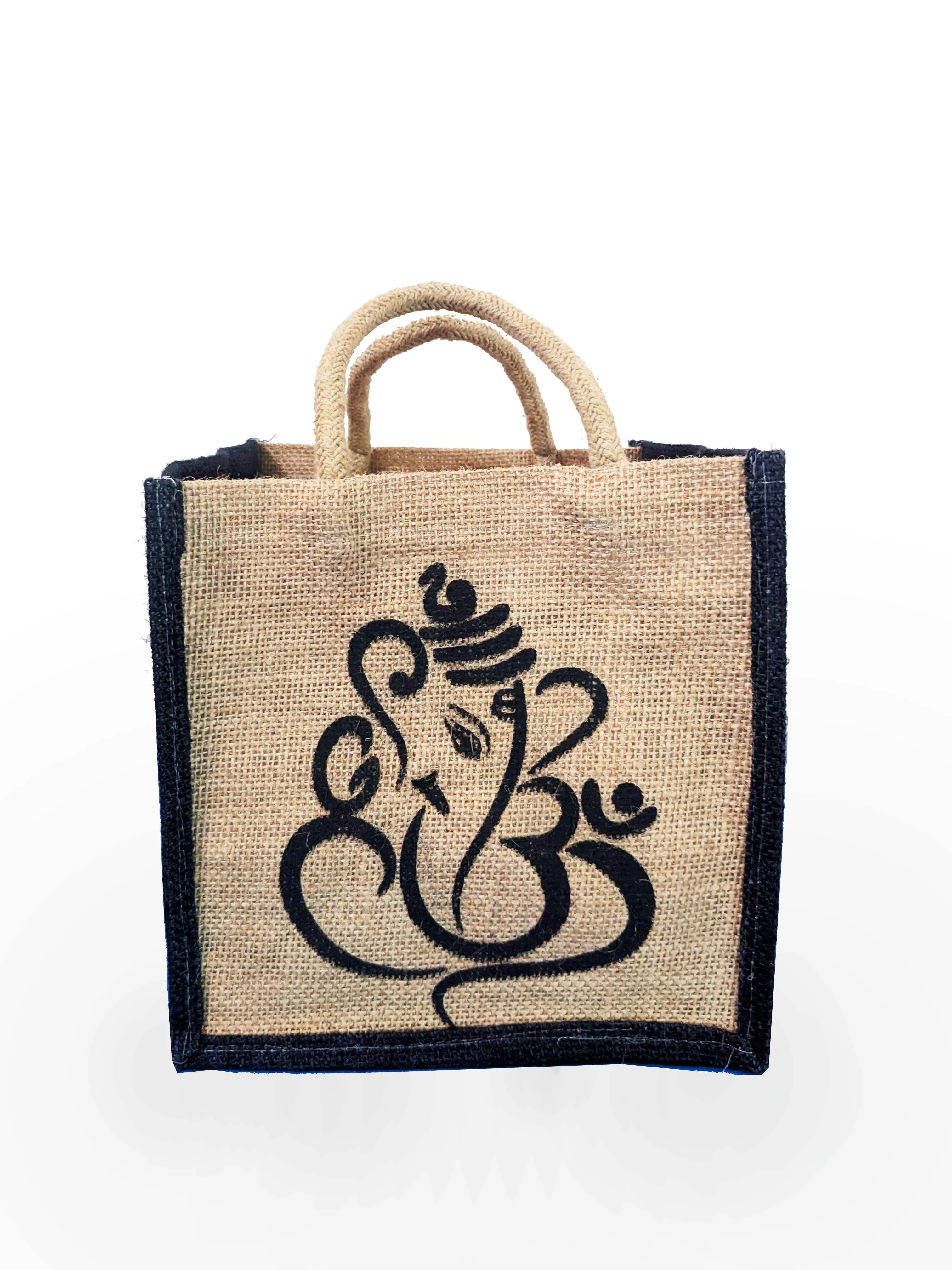 Handmakers Diwali Return Gift Ganesh Jute Bags 8X5X8 Inch