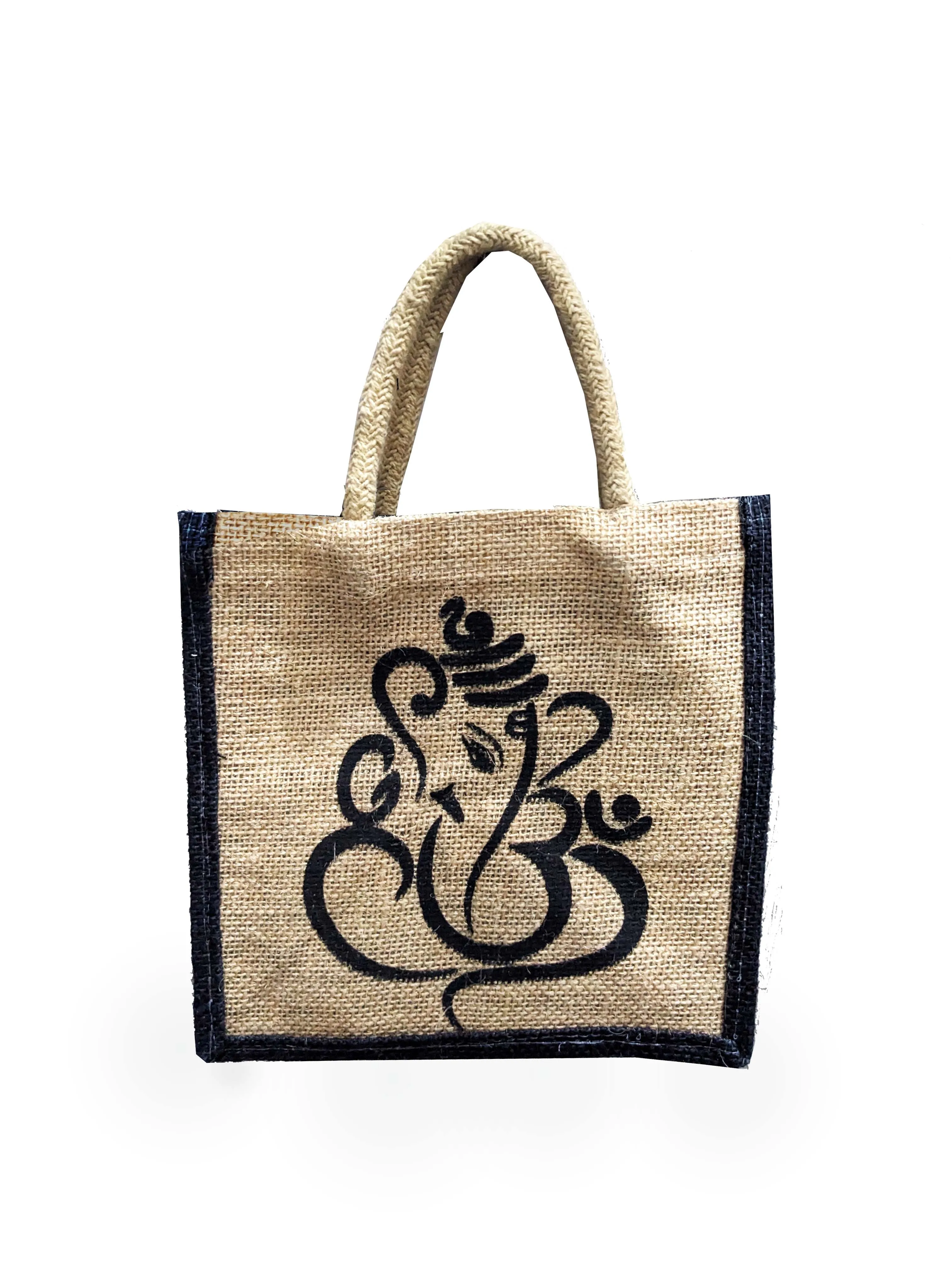 Handmakers Diwali Return Gift Ganesh Jute Bags 8X5X8 Inch