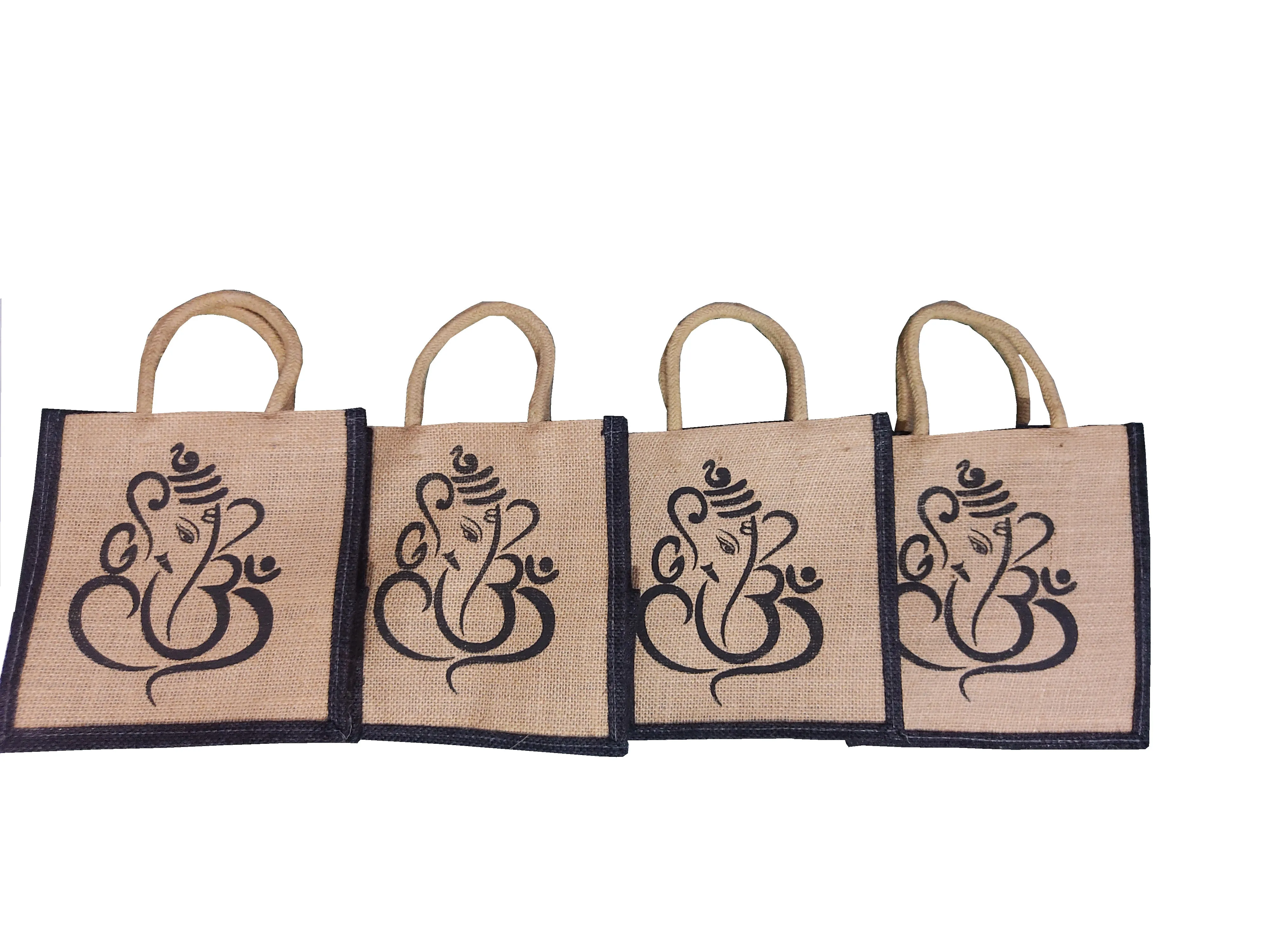 Handmakers Diwali Return Gift Ganesh Jute Bags 8X5X8 Inch