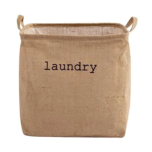 Handmakers Laundry Basket 54-Litre Natural Moisture-Resistant Jute Laundry Hamper With Handle