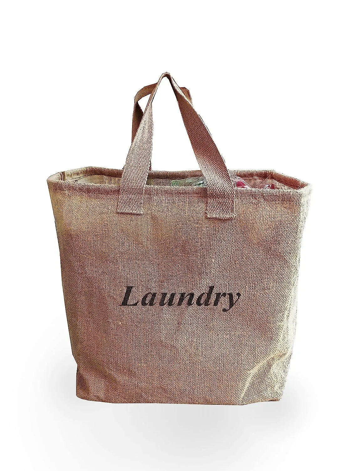 Handmakers Laundry Basket 54-Litre Natural Moisture-Resistant Jute Laundry Hamper With Handle