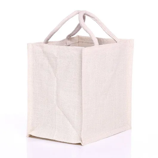 Handmakers White Jute Bag Handbag  for return  gift (set of 2)