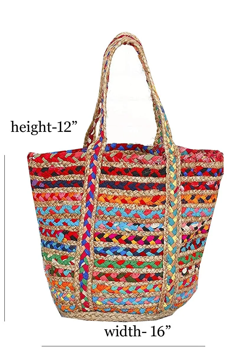 Handmakers Women's Multicolor jute braided Woven Handbags