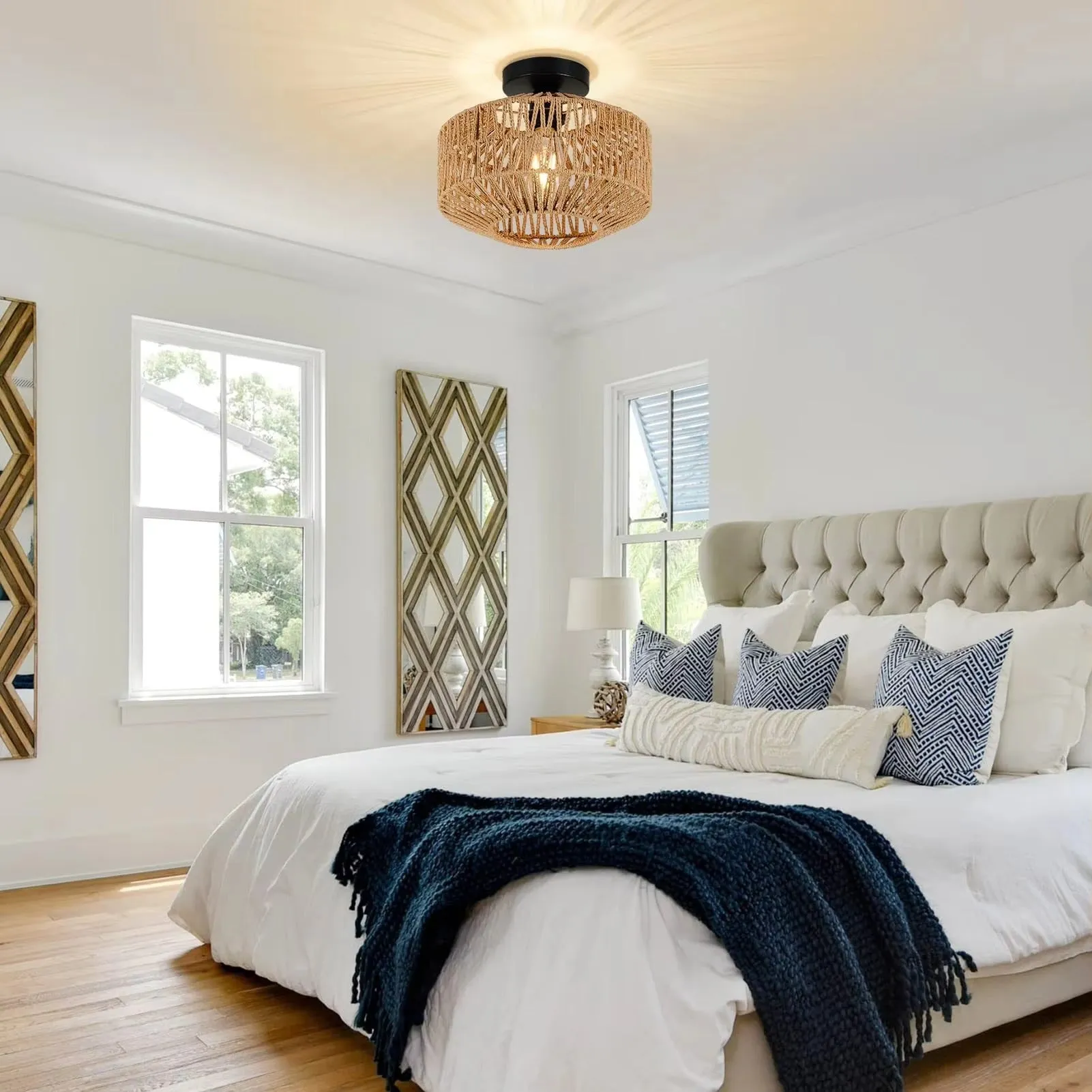Handwoven Rattan Ceiling Light