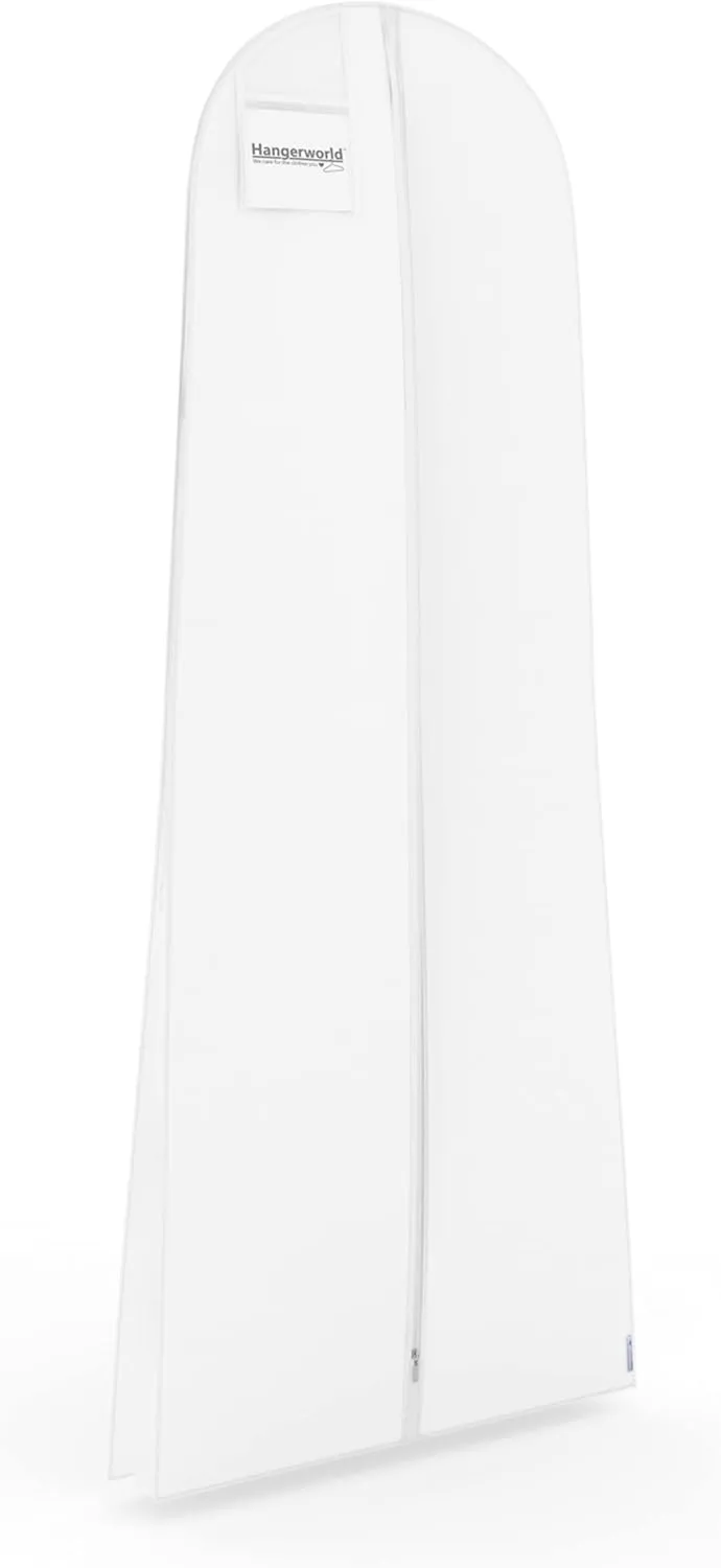 HANGERWORLD 72inch Breathable Wedding Gown Long Dress Hanging Garment Bag for Closet Storage (White)