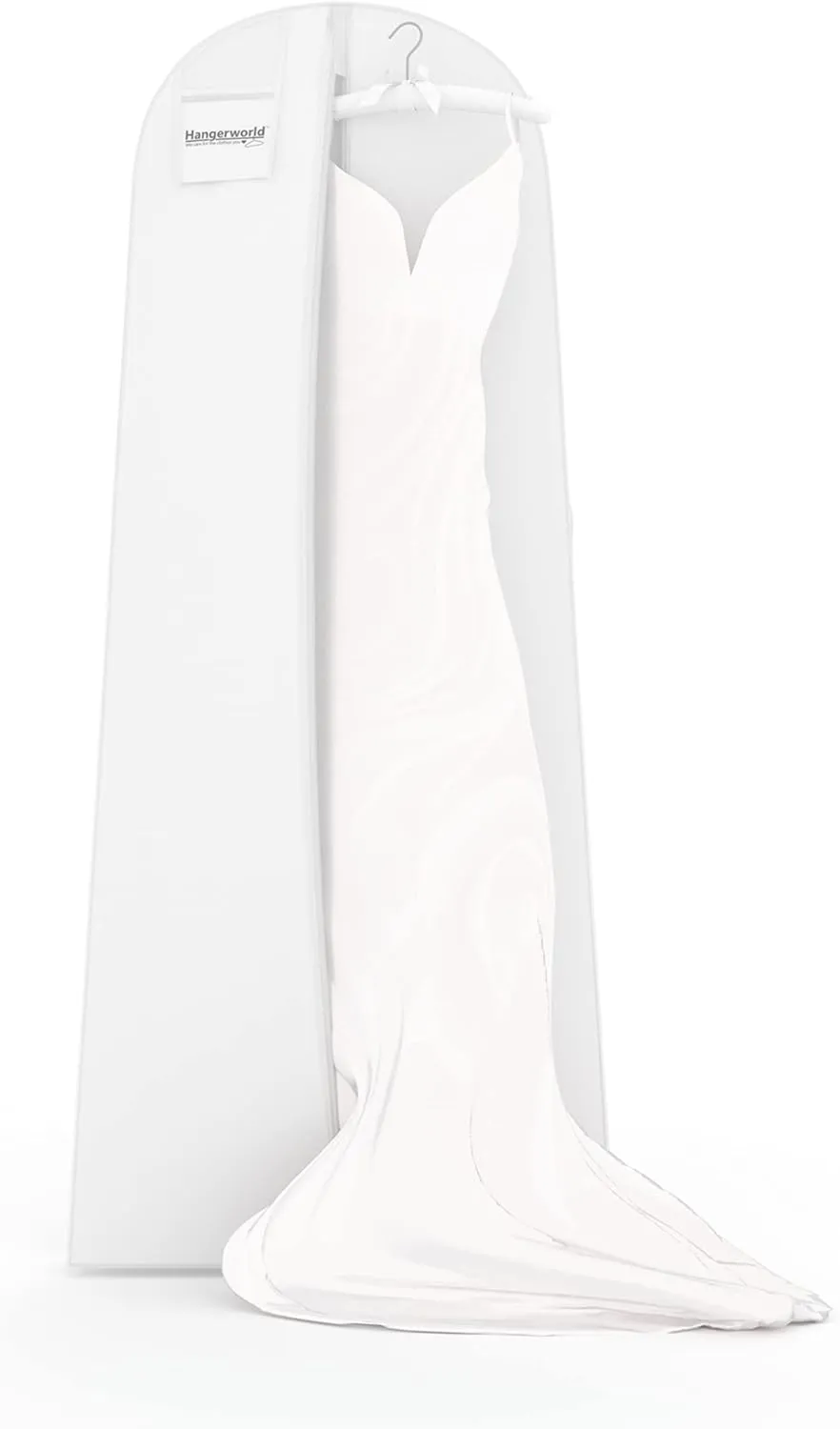 HANGERWORLD 72inch Breathable Wedding Gown Long Dress Hanging Garment Bag for Closet Storage (White)