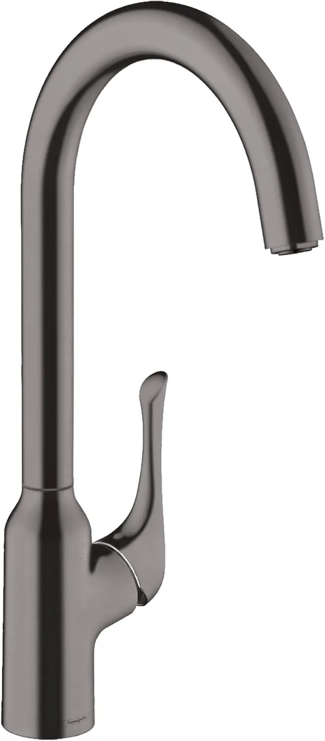 hansgrohe Allegro N Black Bar Kitchen Faucet, Bar Sink Faucet Single Hole, Faucet for Kitchen Sink, Brushed Black Chrome 71845341
