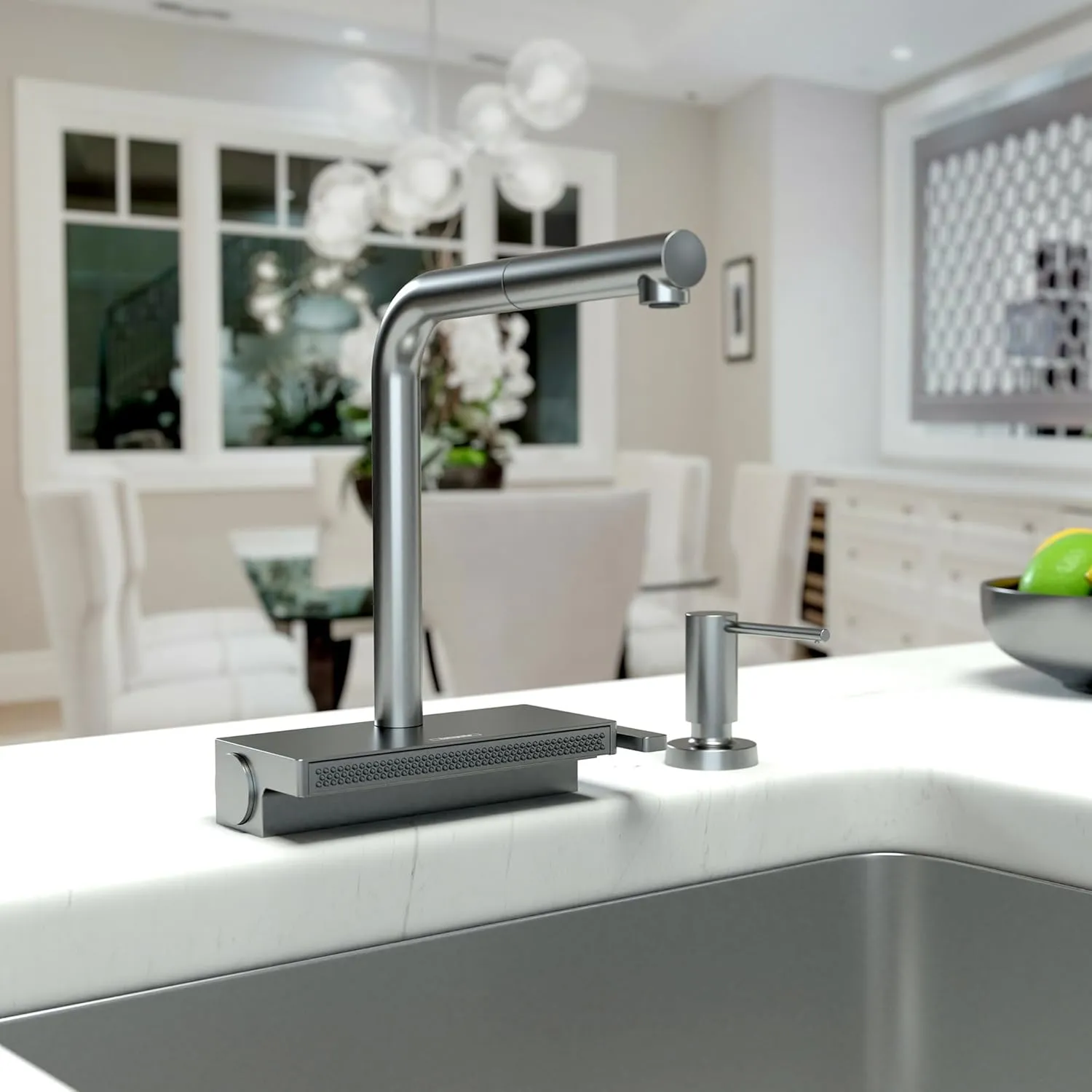hansgrohe Aquno Select Black Single-Handle Kitchen Faucet, Kitchen Faucets with Pull Out Sprayer, Faucet for Kitchen Sink, Magnetic Docking Spray Head, Brushed Black Chrome 73836341