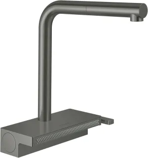 hansgrohe Aquno Select Black Single-Handle Kitchen Faucet, Kitchen Faucets with Pull Out Sprayer, Faucet for Kitchen Sink, Magnetic Docking Spray Head, Brushed Black Chrome 73836341