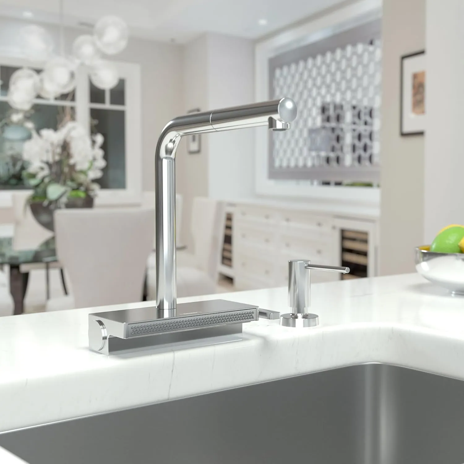 hansgrohe Aquno Select Chrome Single-Handle Kitchen Faucet, Kitchen Faucets with Pull Out Sprayer, Faucet for Kitchen Sink, Magnetic Docking Spray Head, Chrome 73836001