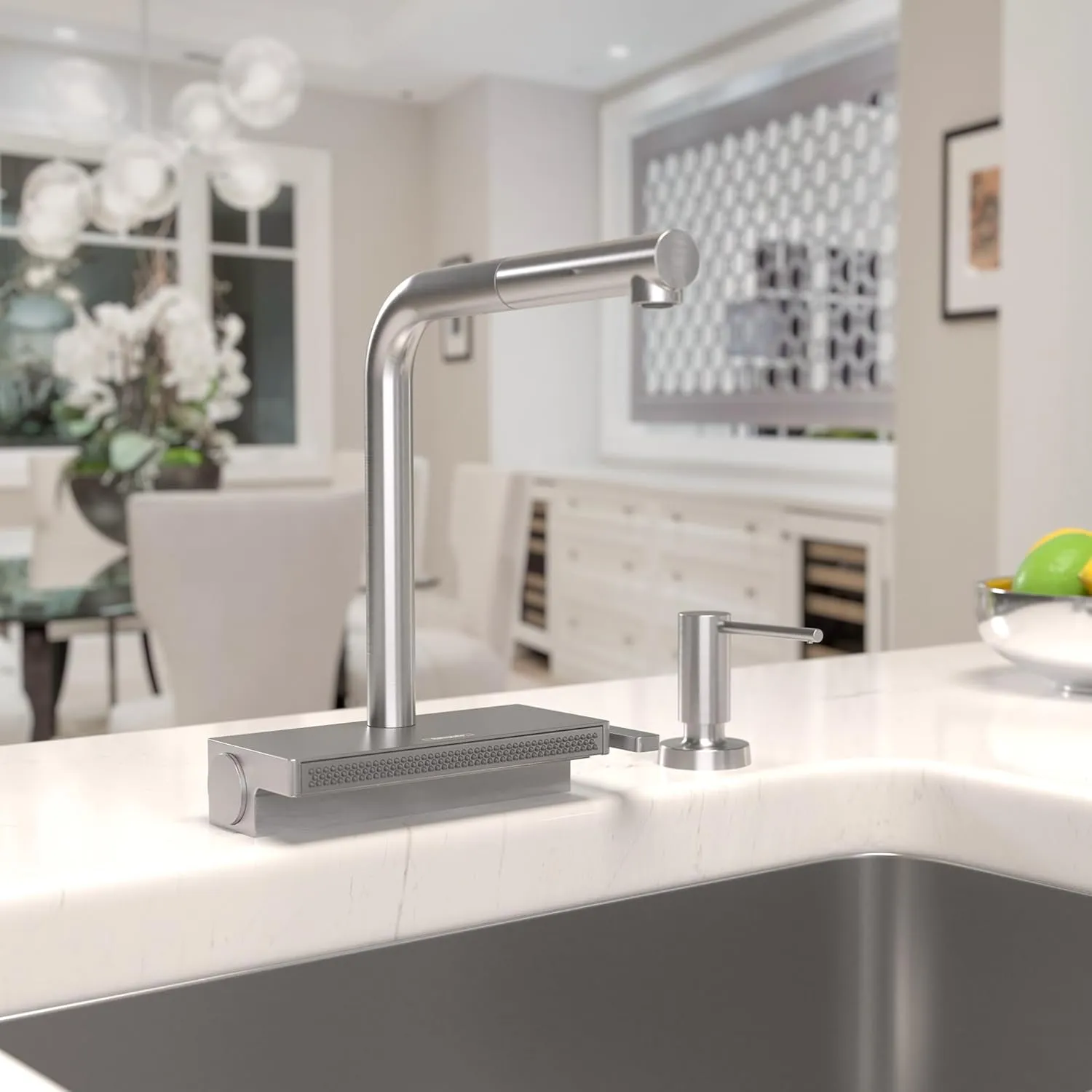 hansgrohe Aquno Select Stainless Steel Single-Handle Kitchen Faucet, Kitchen Faucets with Pull Out Sprayer, Faucet for Kitchen Sink, Magnetic Docking Spray Head, Stainless Steel Optic 73836801